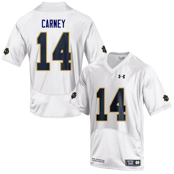 Men #14 J.D. Carney Notre Dame Fighting Irish College Football Jerseys Sale-White